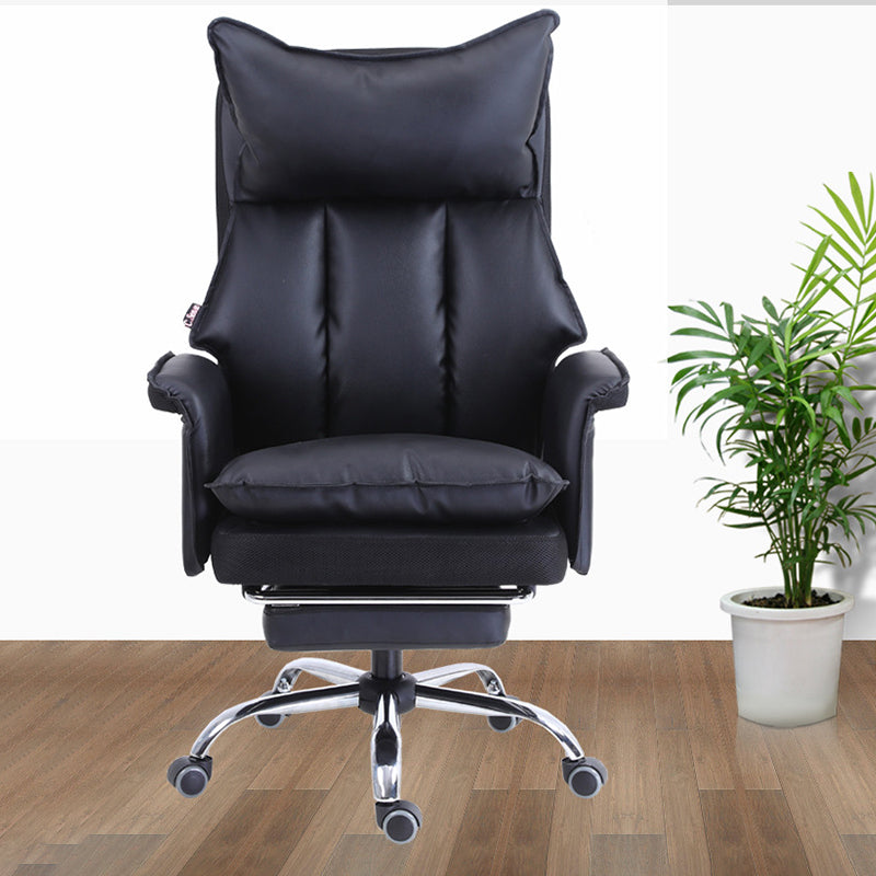 Modern Leather Armless Office Chair No Distressing Ergonomic Desk Chair with Wheels Clearhalo 'furn' 'furn_office_chair' 'Furniture' 'Office Chairs' 'Office Furniture' 'office_chair' 7450633