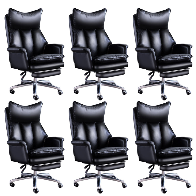 Modern Leather Armless Office Chair No Distressing Ergonomic Desk Chair with Wheels Black 6 Piece Set Clearhalo 'furn' 'furn_office_chair' 'Furniture' 'Office Chairs' 'Office Furniture' 'office_chair' 7450634