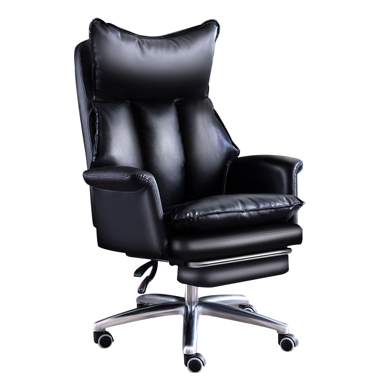 Modern Leather Armless Office Chair No Distressing Ergonomic Desk Chair with Wheels Clearhalo 'furn' 'furn_office_chair' 'Furniture' 'Office Chairs' 'Office Furniture' 'office_chair' 7450635