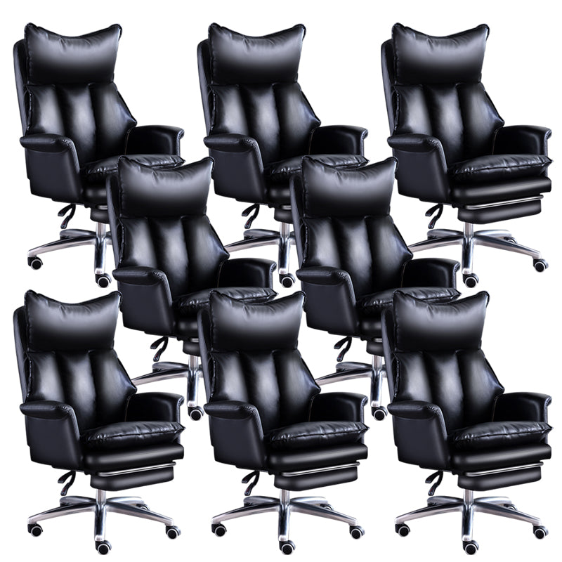 Modern Leather Armless Office Chair No Distressing Ergonomic Desk Chair with Wheels Black 8 Piece Set Clearhalo 'furn' 'furn_office_chair' 'Furniture' 'Office Chairs' 'Office Furniture' 'office_chair' 7450636