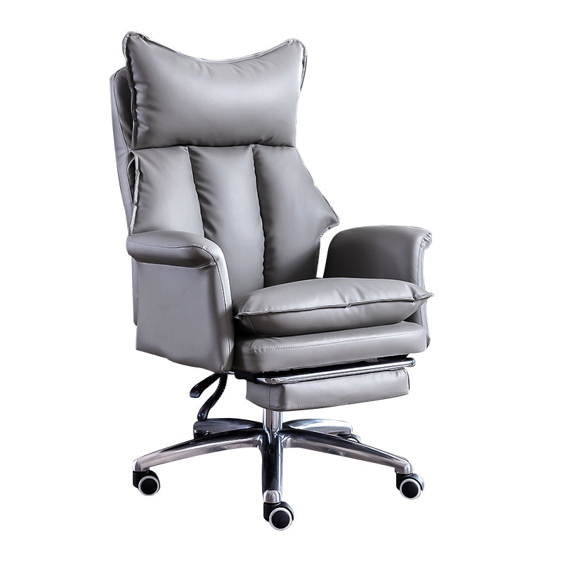 Modern Leather Armless Office Chair No Distressing Ergonomic Desk Chair with Wheels Grey 1 Piece Clearhalo 'furn' 'furn_office_chair' 'Furniture' 'Office Chairs' 'Office Furniture' 'office_chair' 7450638
