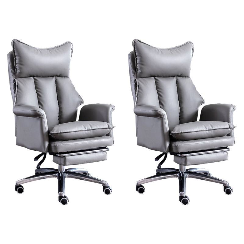 Modern Leather Armless Office Chair No Distressing Ergonomic Desk Chair with Wheels Grey 2 Piece Set Clearhalo 'furn' 'furn_office_chair' 'Furniture' 'Office Chairs' 'Office Furniture' 'office_chair' 7450639