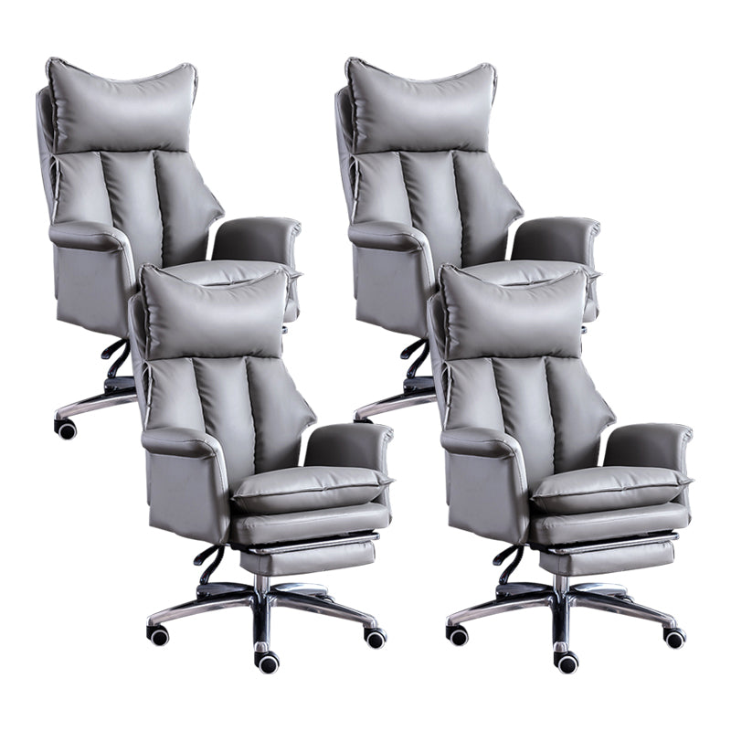 Modern Leather Armless Office Chair No Distressing Ergonomic Desk Chair with Wheels Grey 4 Piece Set Clearhalo 'furn' 'furn_office_chair' 'Furniture' 'Office Chairs' 'Office Furniture' 'office_chair' 7450642
