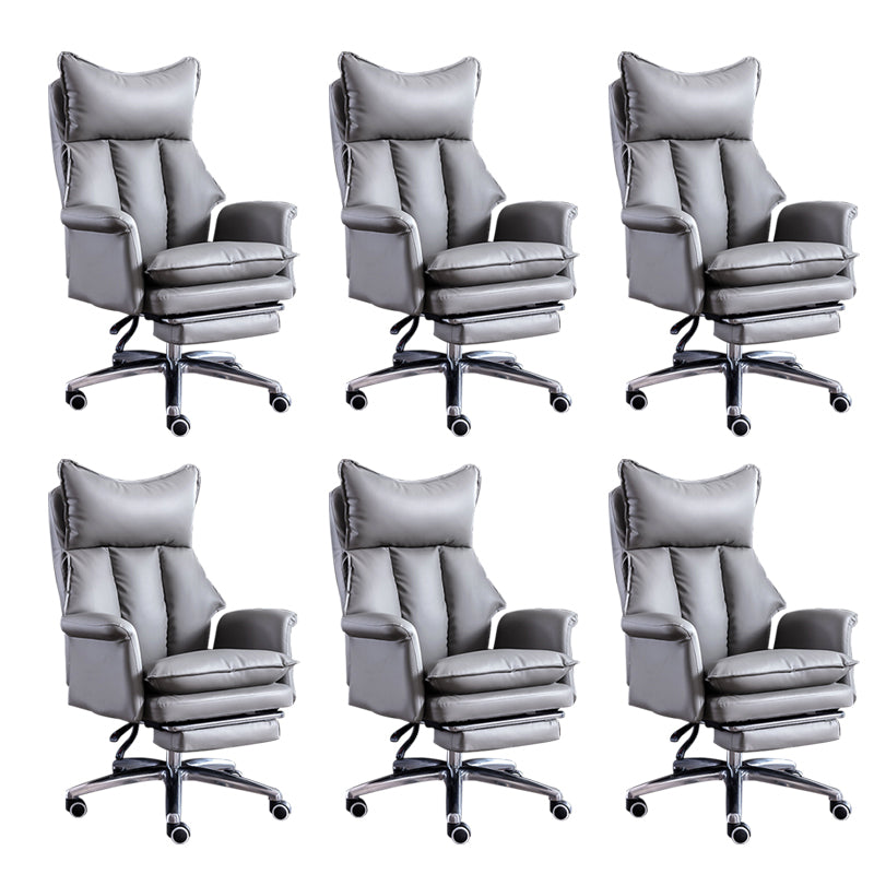 Modern Leather Armless Office Chair No Distressing Ergonomic Desk Chair with Wheels Grey 6 Piece Set Clearhalo 'furn' 'furn_office_chair' 'Furniture' 'Office Chairs' 'Office Furniture' 'office_chair' 7450643