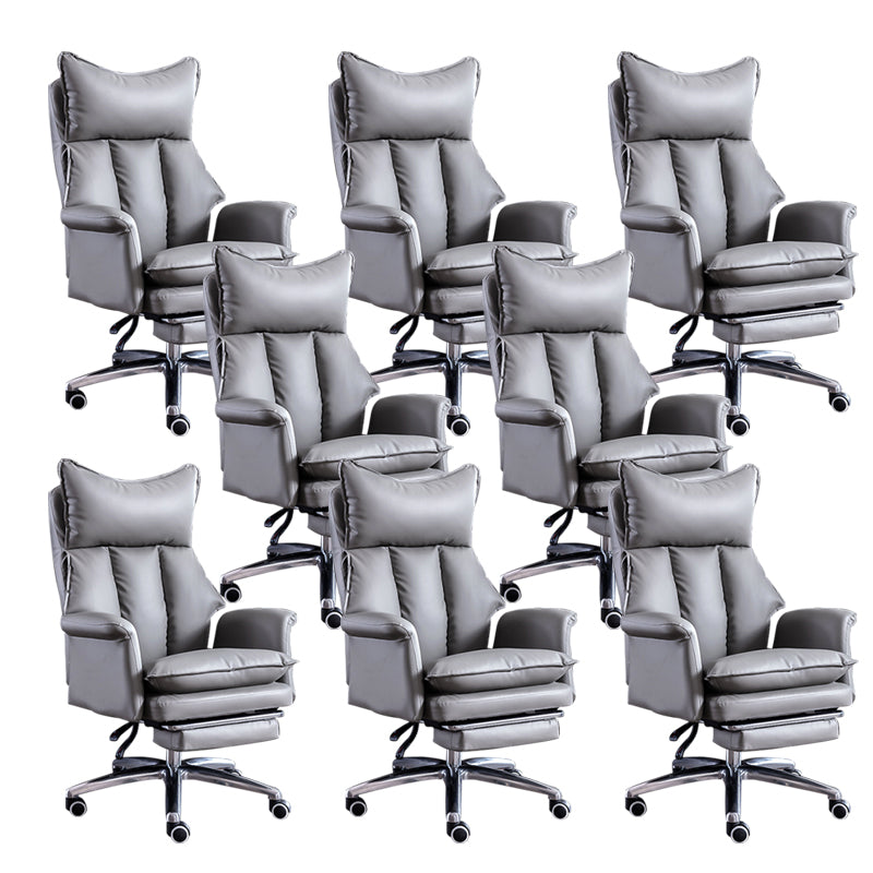 Modern Leather Armless Office Chair No Distressing Ergonomic Desk Chair with Wheels Grey 8 Piece Set Clearhalo 'furn' 'furn_office_chair' 'Furniture' 'Office Chairs' 'Office Furniture' 'office_chair' 7450644