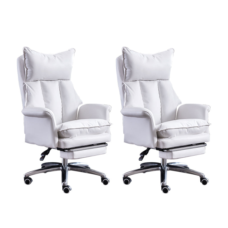 Modern Leather Armless Office Chair No Distressing Ergonomic Desk Chair with Wheels White 2 Piece Set Clearhalo 'furn' 'furn_office_chair' 'Furniture' 'Office Chairs' 'Office Furniture' 'office_chair' 7450646