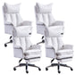 Modern Leather Armless Office Chair No Distressing Ergonomic Desk Chair with Wheels White 4 Piece Set Clearhalo 'furn' 'furn_office_chair' 'Furniture' 'Office Chairs' 'Office Furniture' 'office_chair' 7450647