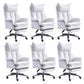 Modern Leather Armless Office Chair No Distressing Ergonomic Desk Chair with Wheels White 6 Piece Set Clearhalo 'furn' 'furn_office_chair' 'Furniture' 'Office Chairs' 'Office Furniture' 'office_chair' 7450648