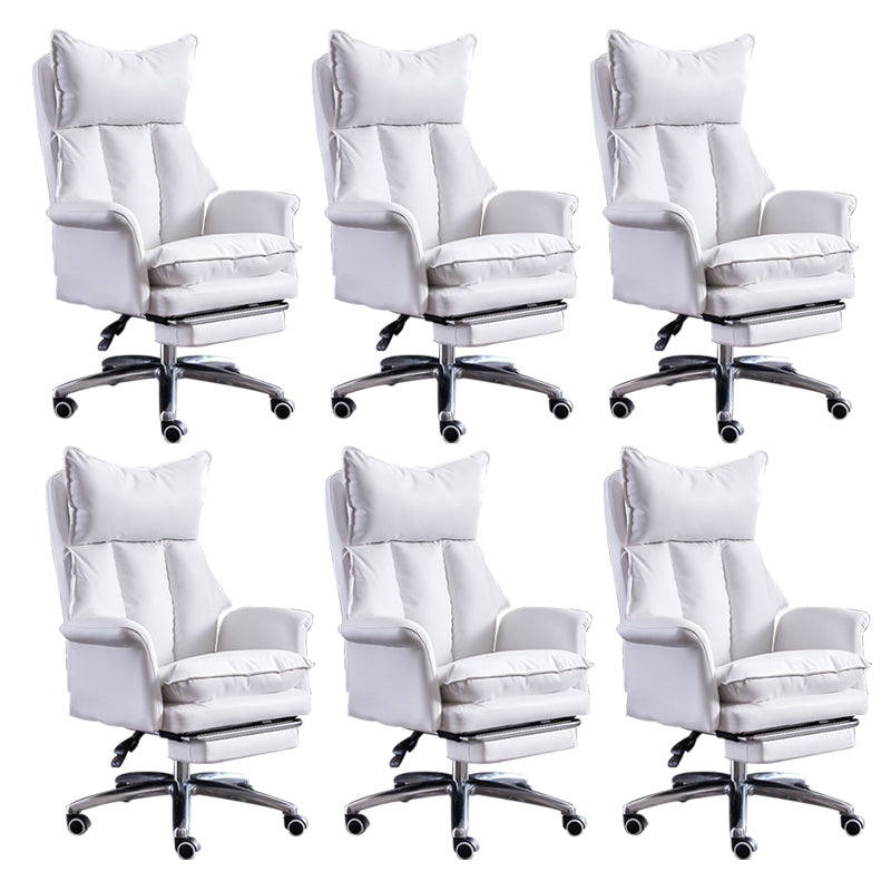 Modern Leather Armless Office Chair No Distressing Ergonomic Desk Chair with Wheels White 6 Piece Set Clearhalo 'furn' 'furn_office_chair' 'Furniture' 'Office Chairs' 'Office Furniture' 'office_chair' 7450648