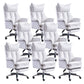 Modern Leather Armless Office Chair No Distressing Ergonomic Desk Chair with Wheels White 8 Piece Set Clearhalo 'furn' 'furn_office_chair' 'Furniture' 'Office Chairs' 'Office Furniture' 'office_chair' 7450649