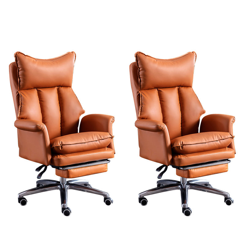 Modern Leather Armless Office Chair No Distressing Ergonomic Desk Chair with Wheels Yellow 2 Piece Set Clearhalo 'furn' 'furn_office_chair' 'Furniture' 'Office Chairs' 'Office Furniture' 'office_chair' 7450650
