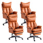 Modern Leather Armless Office Chair No Distressing Ergonomic Desk Chair with Wheels Yellow 4 Piece Set Clearhalo 'furn' 'furn_office_chair' 'Furniture' 'Office Chairs' 'Office Furniture' 'office_chair' 7450651