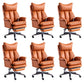Modern Leather Armless Office Chair No Distressing Ergonomic Desk Chair with Wheels Yellow 6 Piece Set Clearhalo 'furn' 'furn_office_chair' 'Furniture' 'Office Chairs' 'Office Furniture' 'office_chair' 7450652