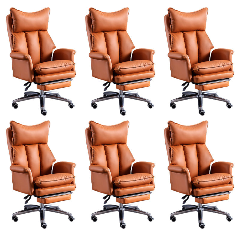 Modern Leather Armless Office Chair No Distressing Ergonomic Desk Chair with Wheels Yellow 6 Piece Set Clearhalo 'furn' 'furn_office_chair' 'Furniture' 'Office Chairs' 'Office Furniture' 'office_chair' 7450652