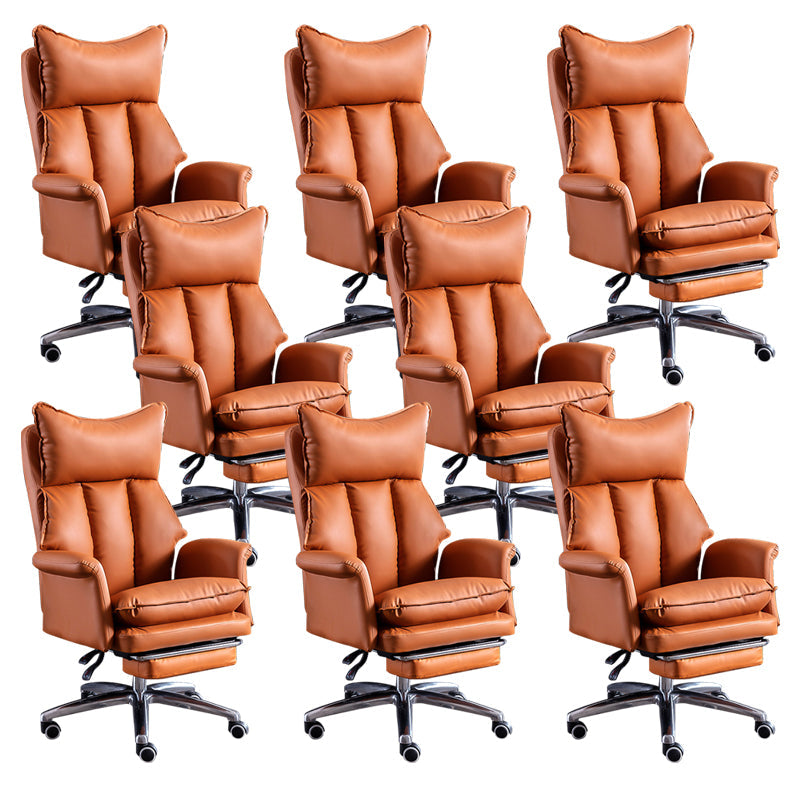 Modern Leather Armless Office Chair No Distressing Ergonomic Desk Chair with Wheels Yellow 8 Piece Set Clearhalo 'furn' 'furn_office_chair' 'Furniture' 'Office Chairs' 'Office Furniture' 'office_chair' 7450653