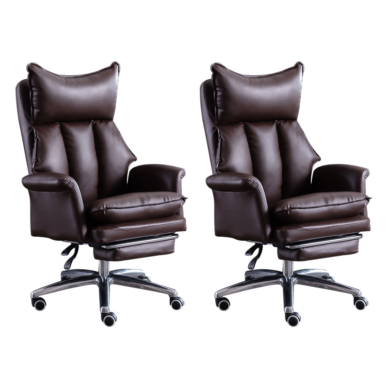 Modern Leather Armless Office Chair No Distressing Ergonomic Desk Chair with Wheels Brown 2 Piece Set Clearhalo 'furn' 'furn_office_chair' 'Furniture' 'Office Chairs' 'Office Furniture' 'office_chair' 7450655