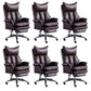Modern Leather Armless Office Chair No Distressing Ergonomic Desk Chair with Wheels Brown 6 Piece Set Clearhalo 'furn' 'furn_office_chair' 'Furniture' 'Office Chairs' 'Office Furniture' 'office_chair' 7450657