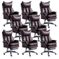 Modern Leather Armless Office Chair No Distressing Ergonomic Desk Chair with Wheels Brown 8 Piece Set Clearhalo 'furn' 'furn_office_chair' 'Furniture' 'Office Chairs' 'Office Furniture' 'office_chair' 7450658
