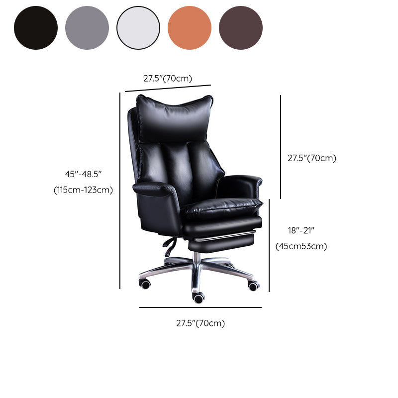 Modern Leather Armless Office Chair No Distressing Ergonomic Desk Chair with Wheels Clearhalo 'furn' 'furn_office_chair' 'Furniture' 'Office Chairs' 'Office Furniture' 'office_chair' 7450659