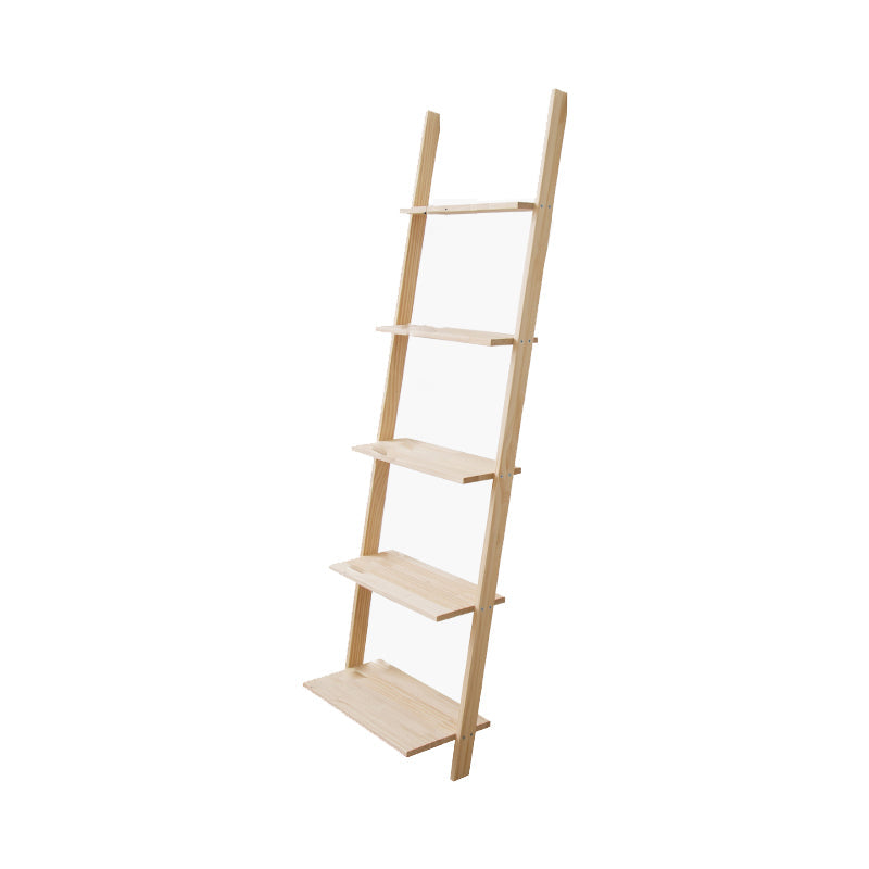 Contemporary Ladder Bookcase Solid Wood Open Back Bookshelf with Shelves 20"L x 9"W x 61"H Clearhalo 'Bookcases' 'furn' 'furn_bookcases' 'Furniture' 'Office Furniture' 7451064