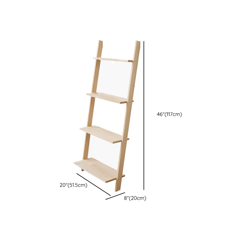 Contemporary Ladder Bookcase Solid Wood Open Back Bookshelf with Shelves Clearhalo 'Bookcases' 'furn' 'furn_bookcases' 'Furniture' 'Office Furniture' 7451075