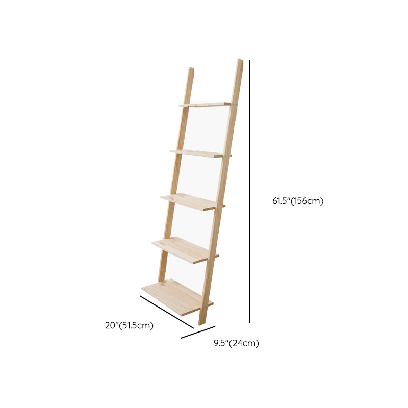 Contemporary Ladder Bookcase Solid Wood Open Back Bookshelf with Shelves Clearhalo 'Bookcases' 'furn' 'furn_bookcases' 'Furniture' 'Office Furniture' 7451076