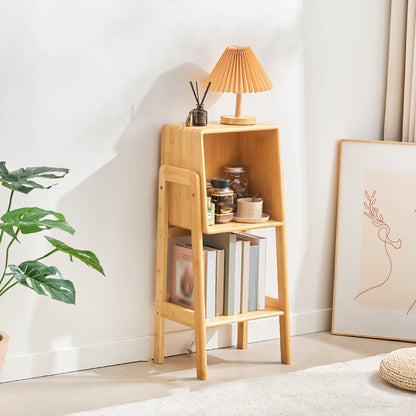 Contemporary Closed Back Bamboo Bookshelf Vertical Bookcase with Shelves 15"L x 11"W x 31"H Clearhalo 'Bookcases' 'furn' 'furn_bookcases' 'Furniture' 'Office Furniture' 7451078