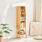 Contemporary Closed Back Bamboo Bookshelf Vertical Bookcase with Shelves 15"L x 11"W x 58"H Clearhalo 'Bookcases' 'furn' 'furn_bookcases' 'Furniture' 'Office Furniture' 7451081