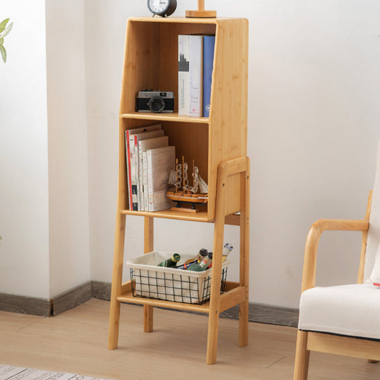 Libreria verticale di bambù con libreria chiusa contemporanea con scaffali