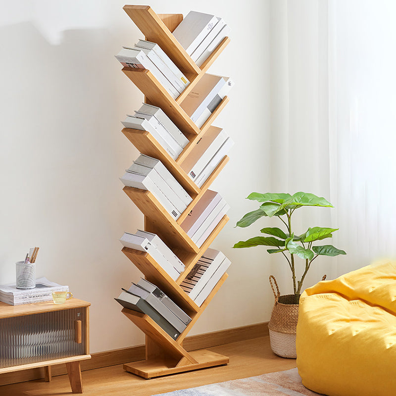 Etagere Contemporary Bamboo Bookcase Open Back Bookshelf for Office