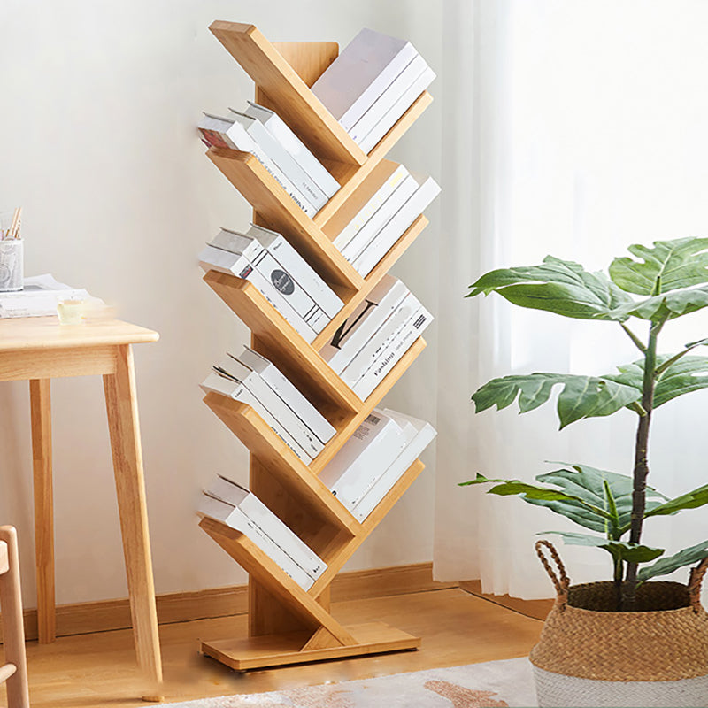 Etagere Contemporary Bamboo Bookcase Open Back Bookshelf for Office