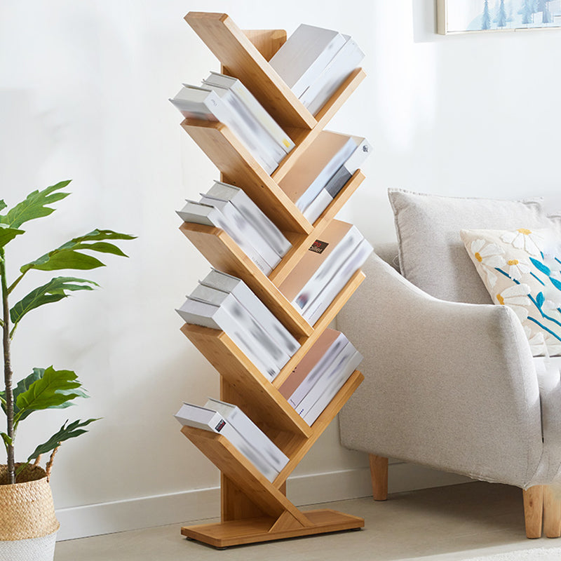 Etagere Contemporary Bamboo Bookcase Open Back Bookshelf for Office