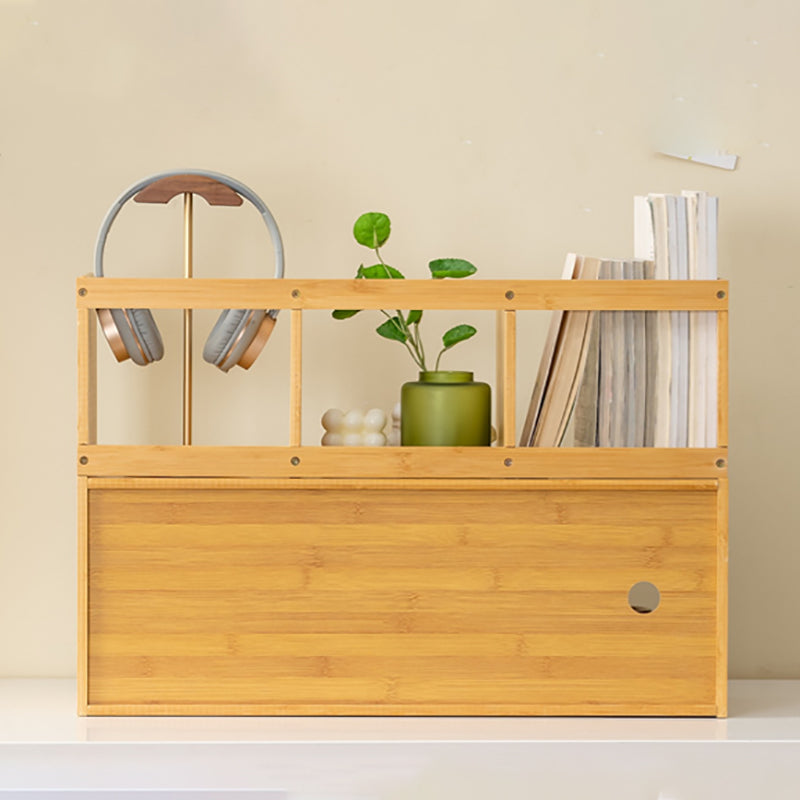 Zeitgenössischer geschlossener Backbuchregal Bambus Horizontales Bücherregal mit Türen