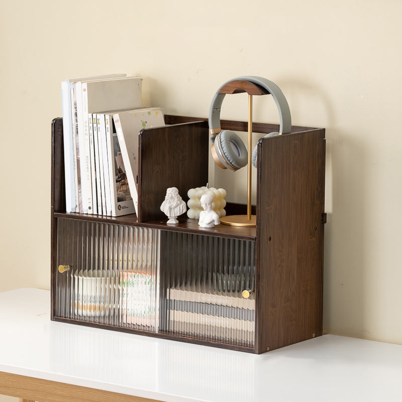 Zeitgenössischer geschlossener Backbuchregal Bambus Horizontales Bücherregal mit Türen