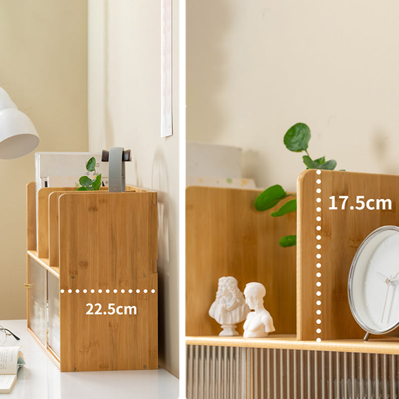 Zeitgenössischer geschlossener Backbuchregal Bambus Horizontales Bücherregal mit Türen