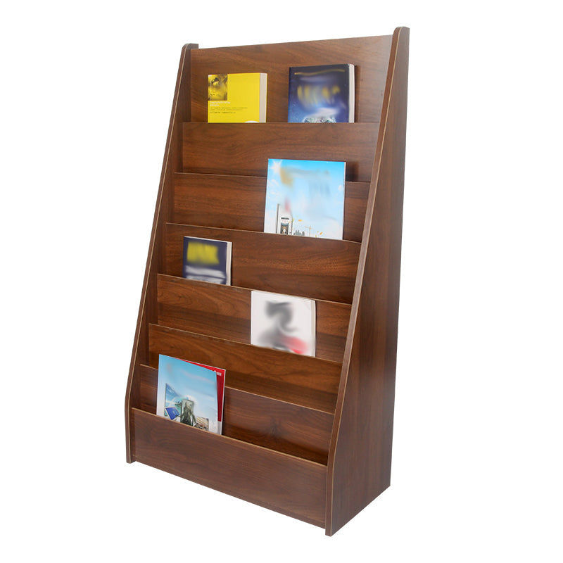 Closed Back Contemporary Bookcase Engineered Wood Vertical Bookshelf with Shelves 24"L x 12"W x 44"H Walnut Clearhalo 'Bookcases' 'furn' 'furn_bookcases' 'Furniture' 'Office Furniture' 7451173