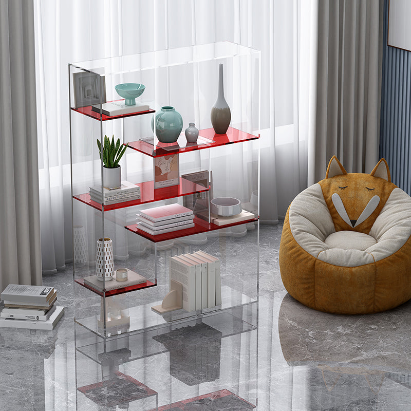 Acrylic Bookcase Modern Style Closed Back Vertical Bookshelf for Office