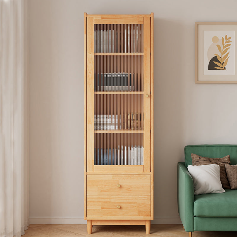 Closed Back Standard Bookshelf Solid Wood Contemporary Bookcase with Drawers 18"L x 14"W x 48"H Natural Clearhalo 'Bookcases' 'furn' 'furn_bookcases' 'Furniture' 'Office Furniture' 7451236