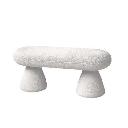 Oval Upholstered Entryway Bench Modern Seating Bench with Wooden Base 39"L x 18"W x 18"H White Clearhalo 'Benches' 'Chairs & Seating' 'furn' 'furn_benches' 'Furniture' 'Living Room Furniture' 7451279