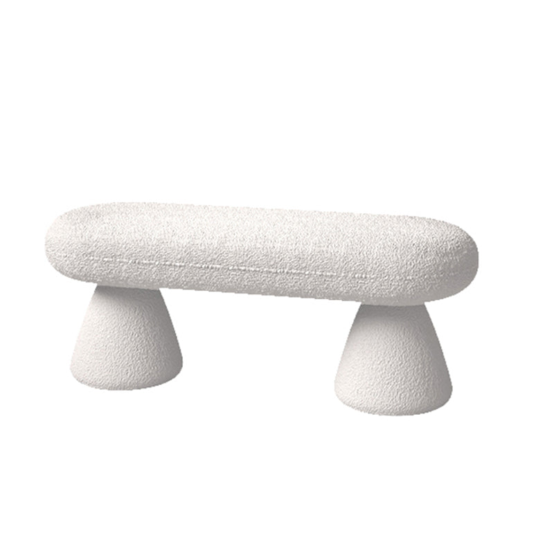 Oval Upholstered Entryway Bench Modern Seating Bench with Wooden Base 47"L x 18"W x 18"H White Clearhalo 'Benches' 'Chairs & Seating' 'furn' 'furn_benches' 'Furniture' 'Living Room Furniture' 7451280