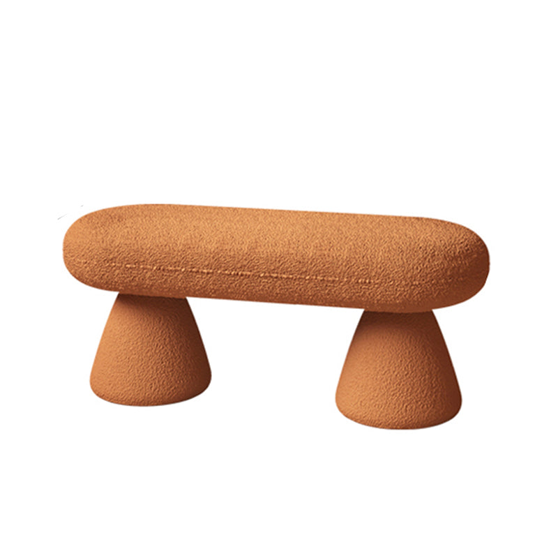 Oval Upholstered Entryway Bench Modern Seating Bench with Wooden Base 39"L x 18"W x 18"H Brown Clearhalo 'Benches' 'Chairs & Seating' 'furn' 'furn_benches' 'Furniture' 'Living Room Furniture' 7451284