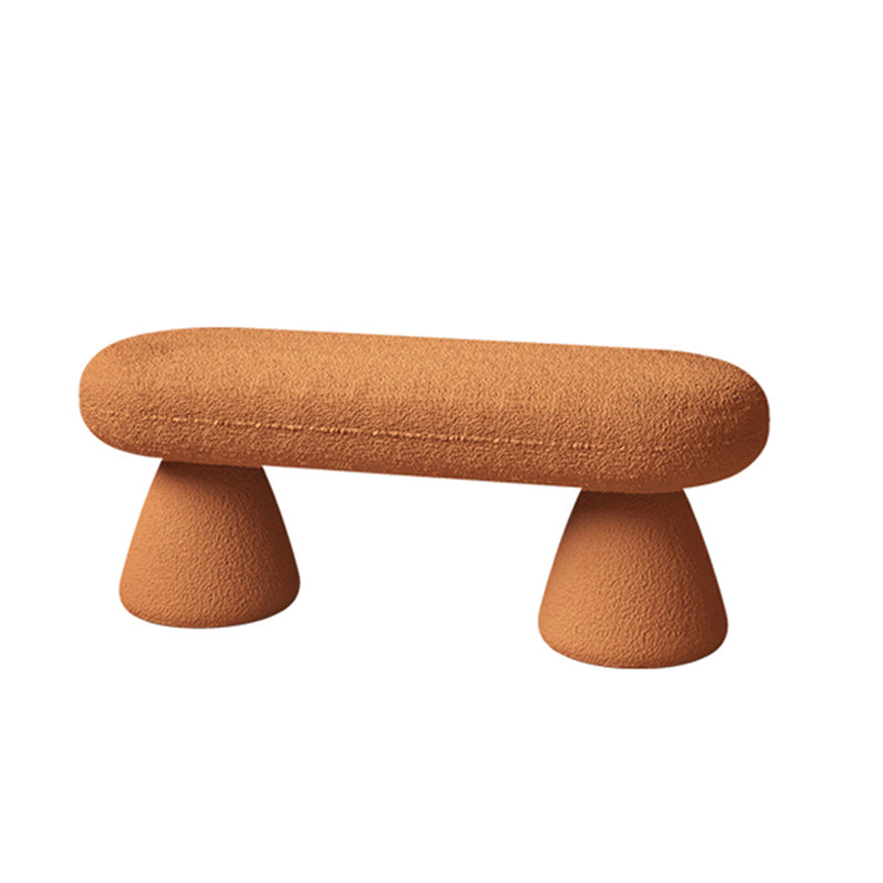 Oval Upholstered Entryway Bench Modern Seating Bench with Wooden Base 47"L x 18"W x 18"H Brown Clearhalo 'Benches' 'Chairs & Seating' 'furn' 'furn_benches' 'Furniture' 'Living Room Furniture' 7451286