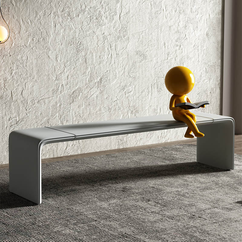 Rectangle Upholstered Entryway Bench Modern Seating Bench with Wooden Base Grey Clearhalo 'Benches' 'Chairs & Seating' 'furn' 'furn_benches' 'Furniture' 'Living Room Furniture' 7451311