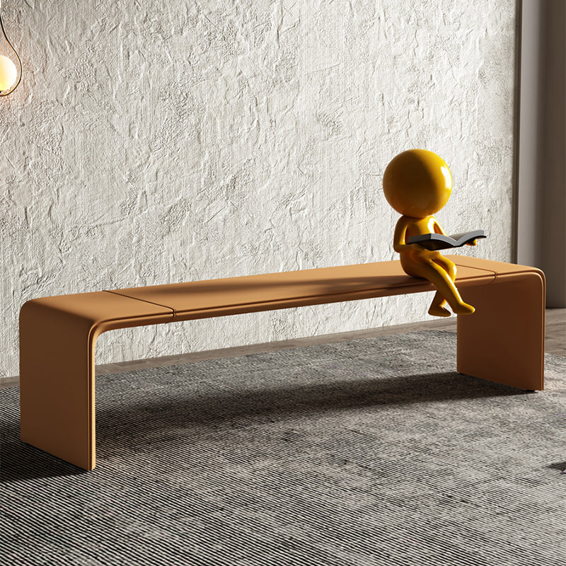 Rectangle Upholstered Entryway Bench Modern Seating Bench with Wooden Base Orange Clearhalo 'Benches' 'Chairs & Seating' 'furn' 'furn_benches' 'Furniture' 'Living Room Furniture' 7451312