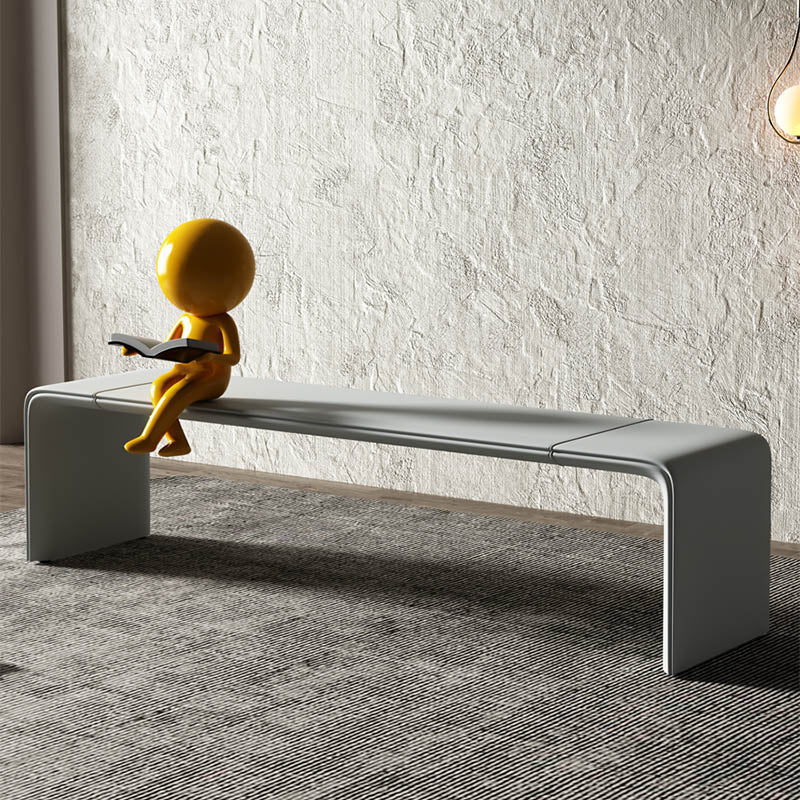 Rectangle Upholstered Entryway Bench Modern Seating Bench with Wooden Base 71"L x 18"W x 16"H Grey Clearhalo 'Benches' 'Chairs & Seating' 'furn' 'furn_benches' 'Furniture' 'Living Room Furniture' 7451314