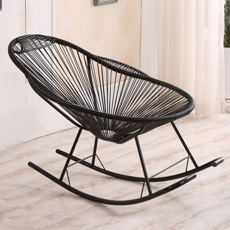 Single Home PE Rattan Lazy Chair Leisure Balcony Rocking Chair Black Clearhalo 'Chairs & Seating' 'furn' 'furn_rocking_chairs' 'Furniture' 'Living Room Furniture' 'Rocking Chairs' 'rocking_chairs' 7451415
