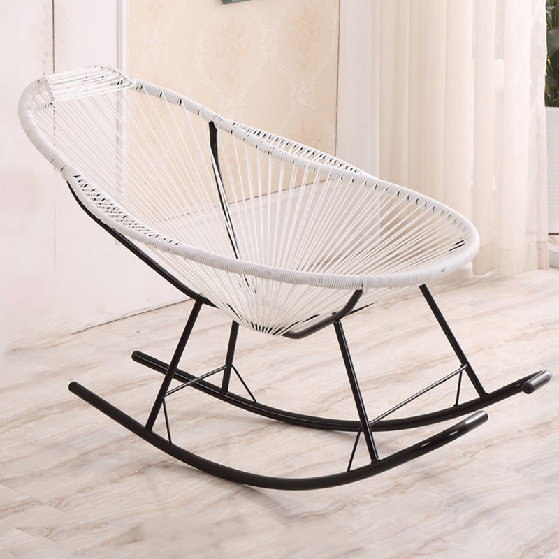 Single Home PE Rattan Lazy Chair Leisure Balcony Rocking Chair White Clearhalo 'Chairs & Seating' 'furn' 'furn_rocking_chairs' 'Furniture' 'Living Room Furniture' 'Rocking Chairs' 'rocking_chairs' 7451416