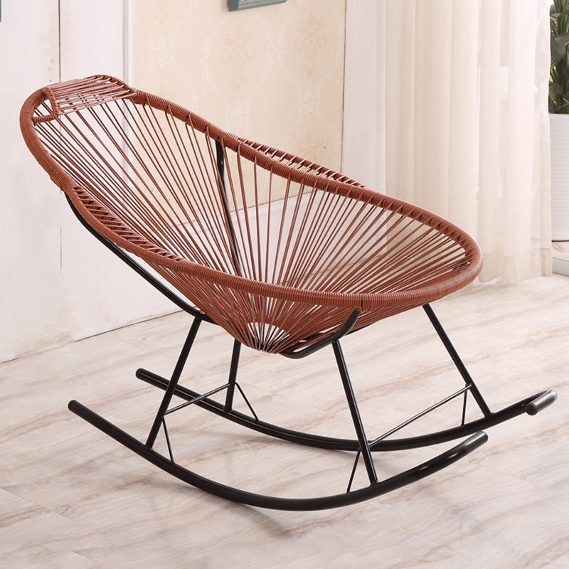 Single Home PE Rattan Lazy Chair Leisure Balcony Rocking Chair Orange Clearhalo 'Chairs & Seating' 'furn' 'furn_rocking_chairs' 'Furniture' 'Living Room Furniture' 'Rocking Chairs' 'rocking_chairs' 7451418