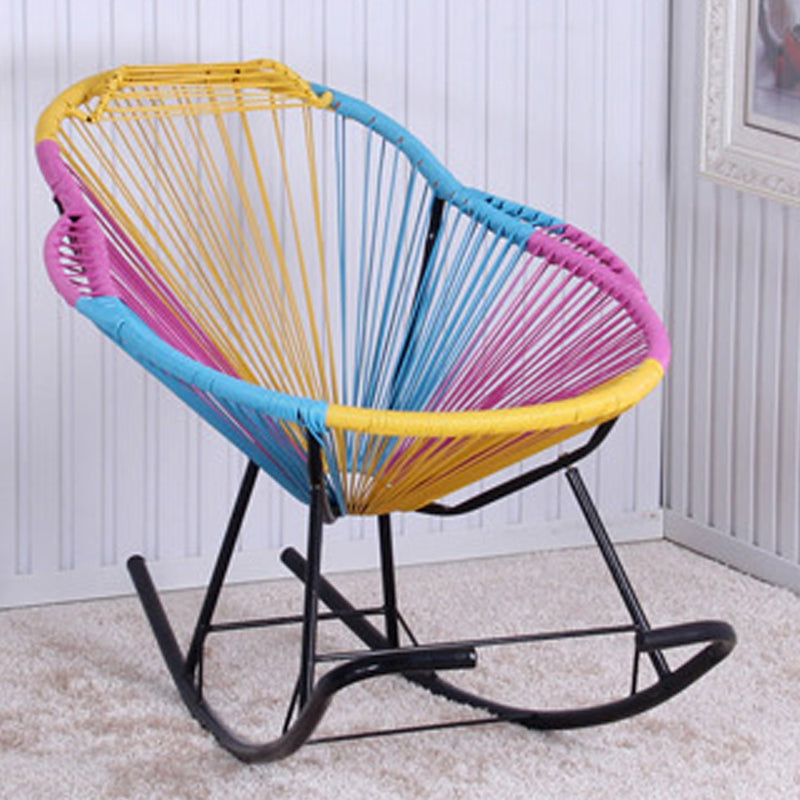 Single Home PE Rattan Lazy Chair Leisure Balcony Rocking Chair Clearhalo 'Chairs & Seating' 'furn' 'furn_rocking_chairs' 'Furniture' 'Living Room Furniture' 'Rocking Chairs' 'rocking_chairs' 7451419