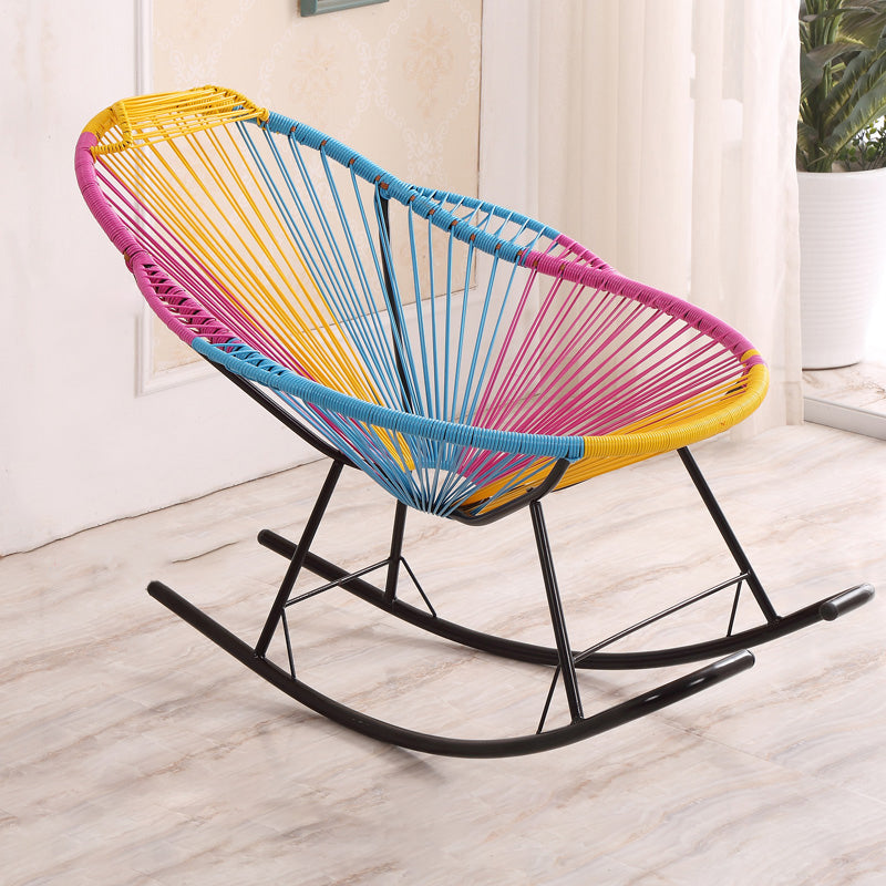 Single Home PE Rattan Lazy Chair Leisure Balcony Rocking Chair Multi-Color Clearhalo 'Chairs & Seating' 'furn' 'furn_rocking_chairs' 'Furniture' 'Living Room Furniture' 'Rocking Chairs' 'rocking_chairs' 7451420